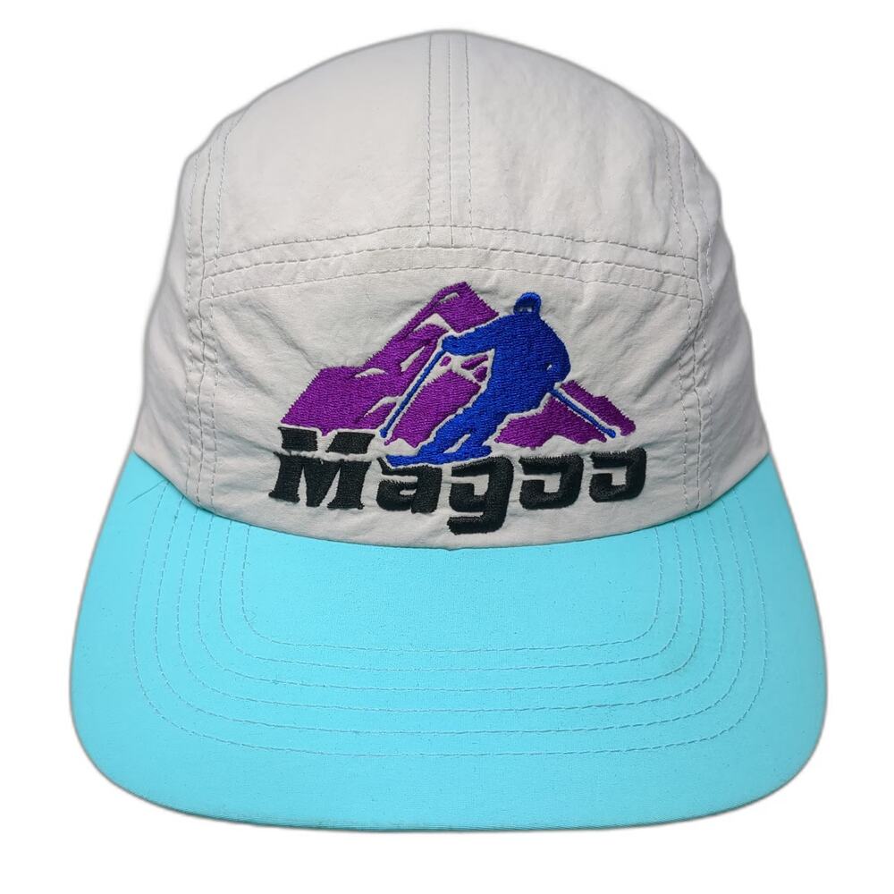 The Dome Swap 5 Panel Gray Blue Magoo Skier One Size Slideback Flat Brim Hat